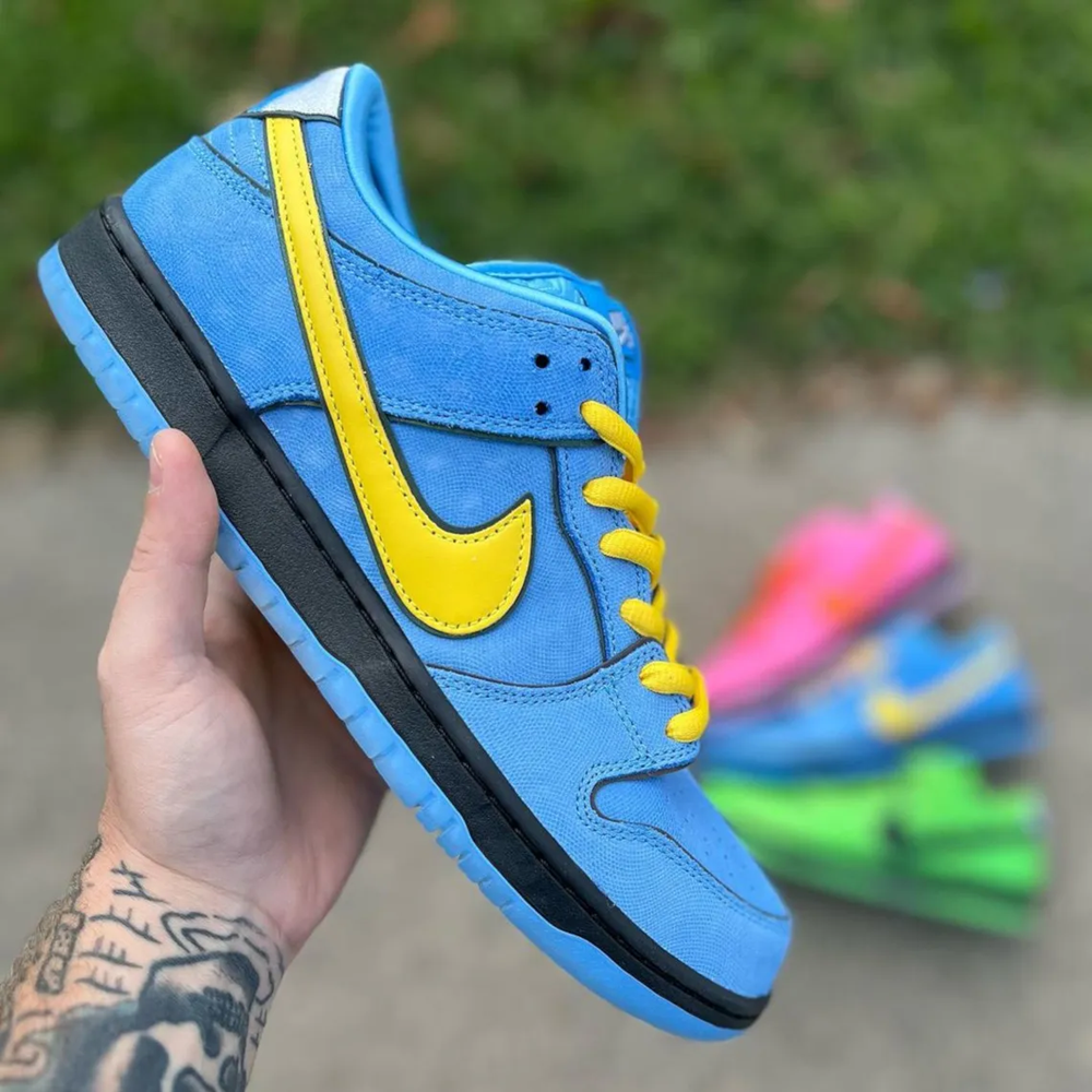 Nike SB Dunk low and The Powerpuff Girls blue sneakers