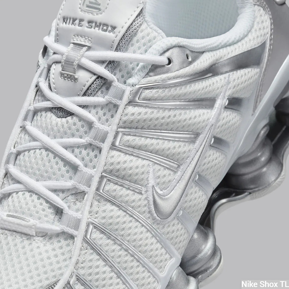 Silver Nike Shox TL shoe lace and quarter