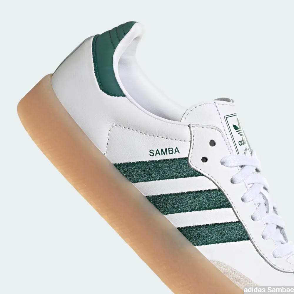 adidas Sambae Collegiate Green / Cloud White - heel stack and collar lining