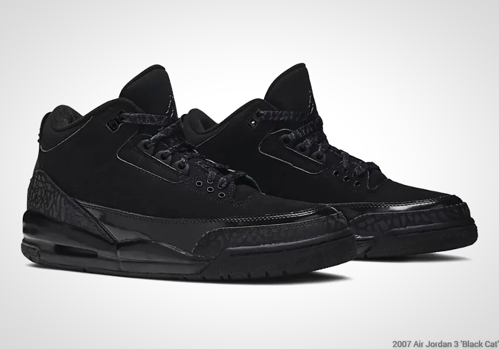Air Jordan 3 'Black Cat' - toebox/mudguard