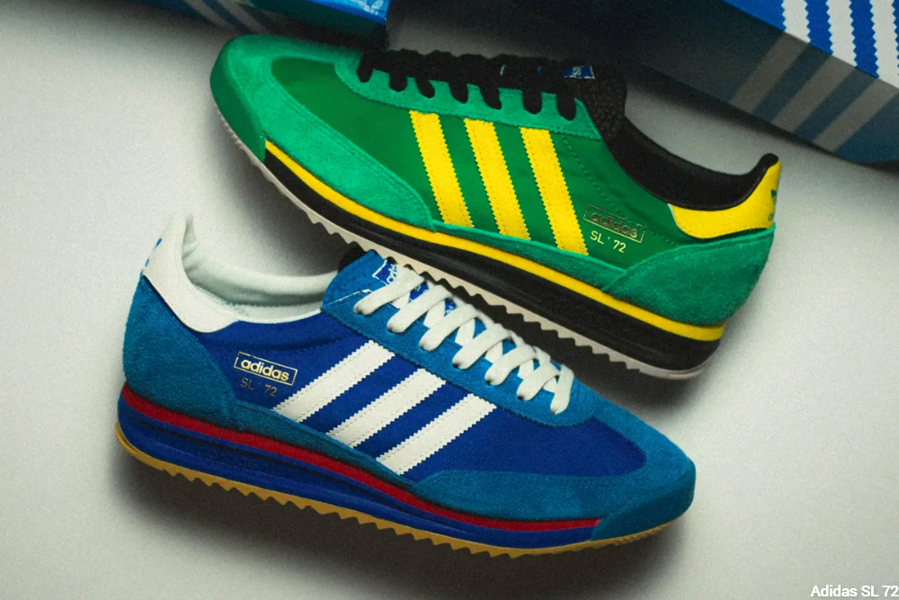 Adidas SL 72 in green and blue