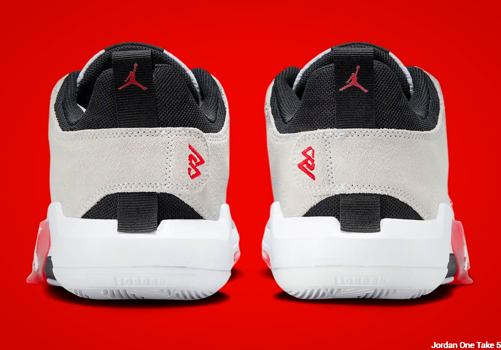 White/Red Jordan One Take 5 heel cap