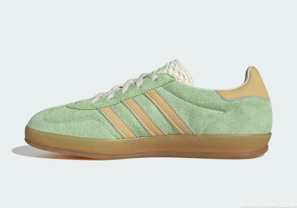 Women's green adidas Gazelle - side view and quarter