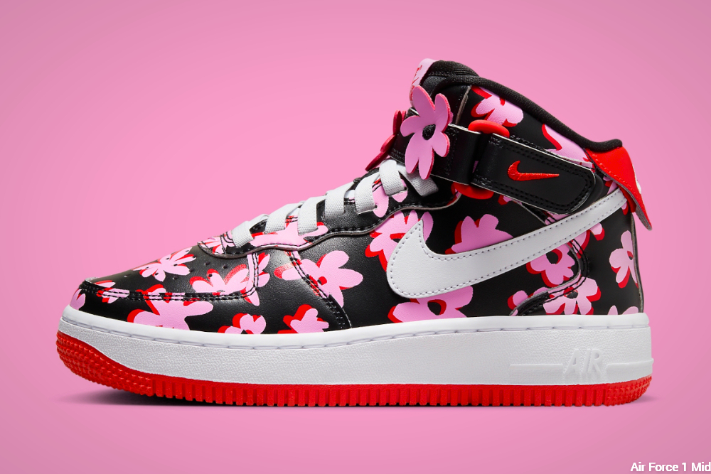 Air Force 1 Mid Floral heel side view