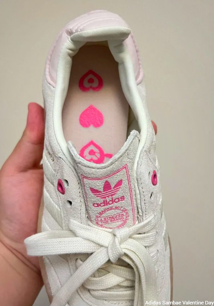 Adidas Sambae 'Valentine Day' - "Pink Fusion" tongue and hearts on the insoles