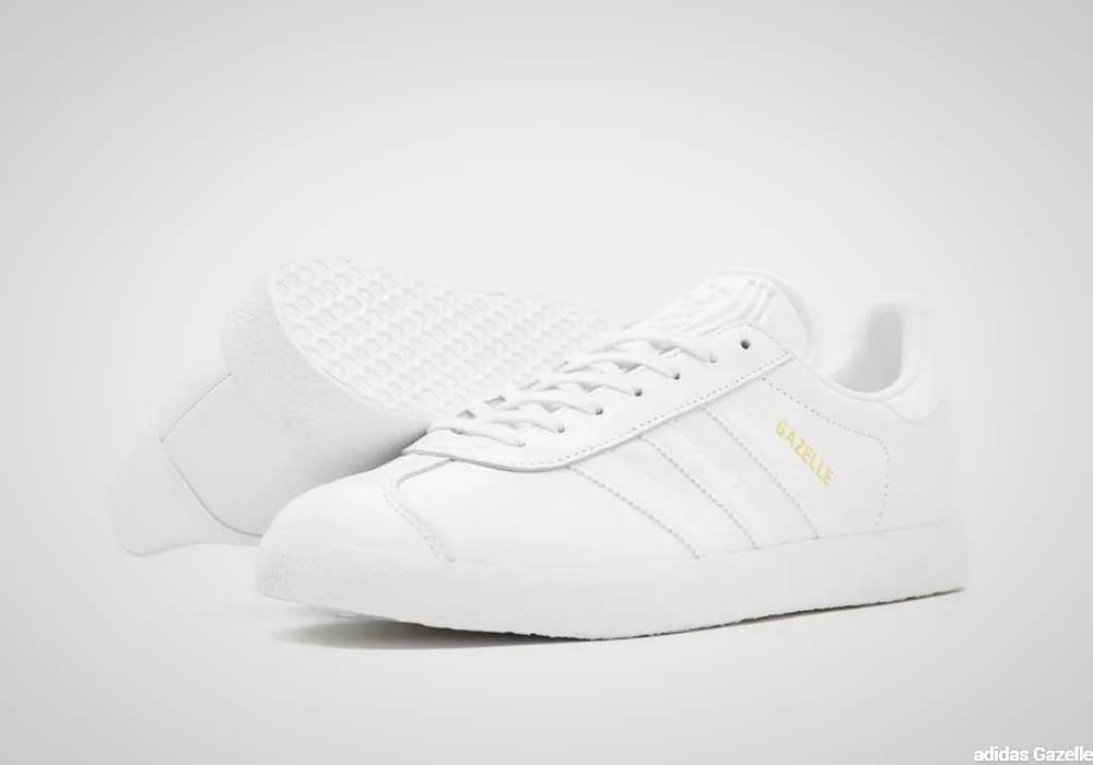 Adidas Gazelle in Cloud White - sole units and toebox