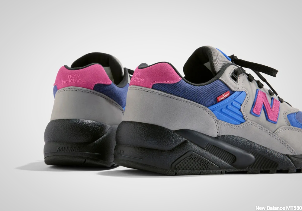 Levi's x New Balance MT580 - blue and pink - heel stack and top collars