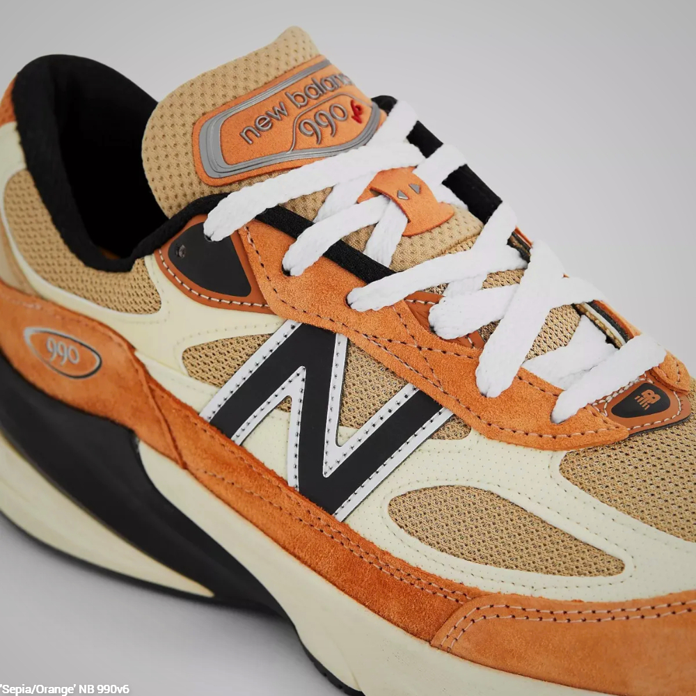 NB 990v6 Sepia/Orange - shoe laces