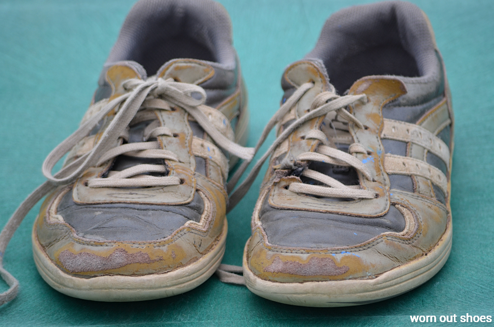 worn out running shoes