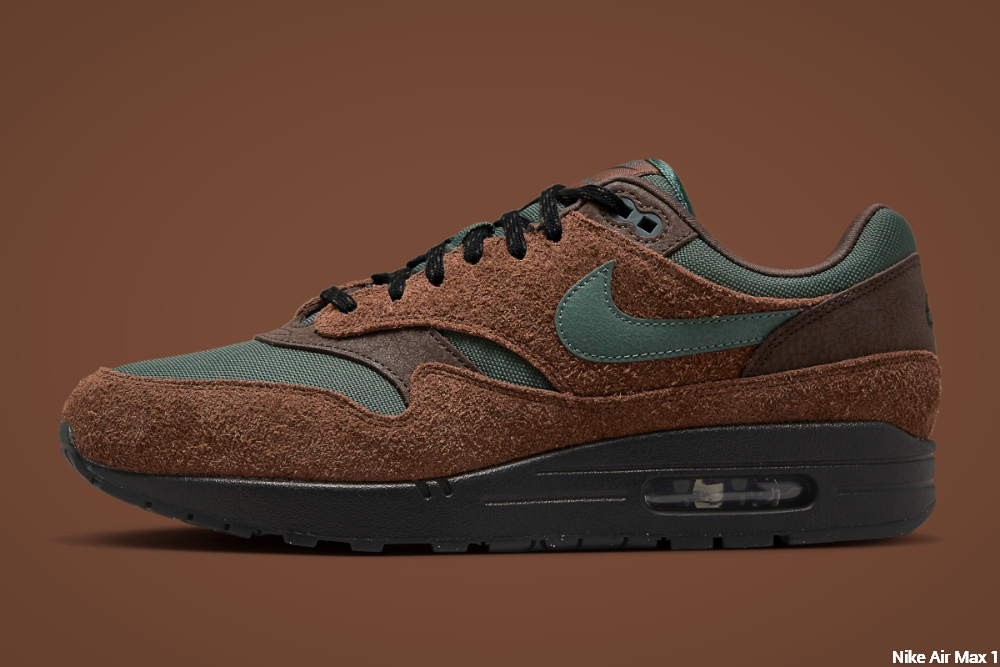 Nike Air Max olive green and brown - quarter overlay