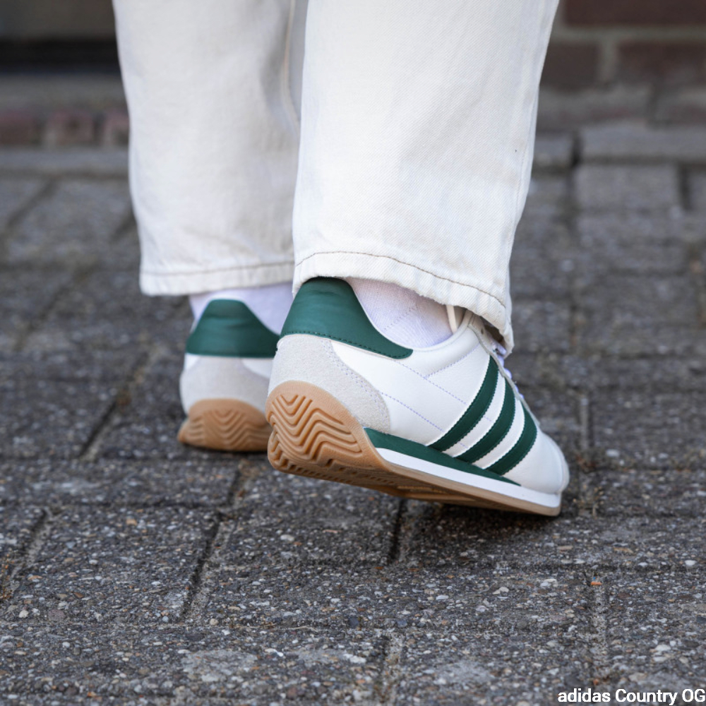 adidas Country "Cloud White+Collegiate Green" on feet