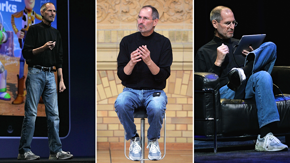 Steve Jobs wears dad shoes