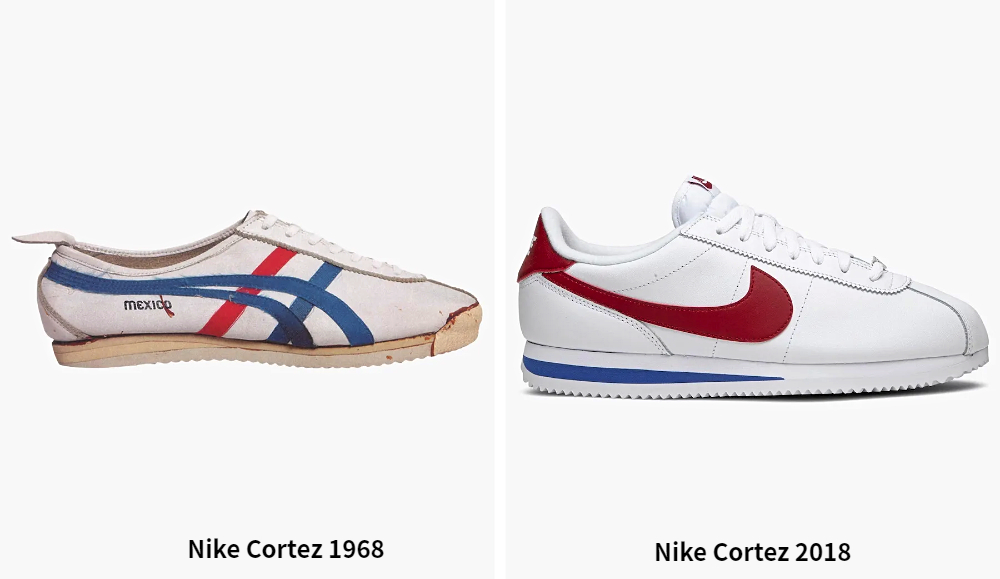 Nike Cortez in 1968 and 2018