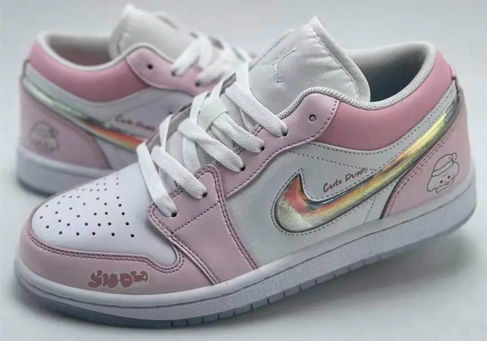 PINK AJ 1 Retro Low-laces