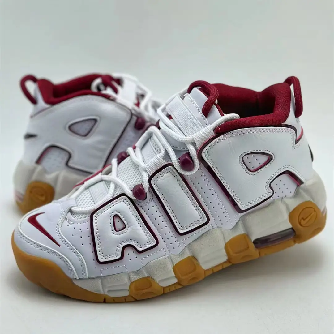 Air More Uptempo for women-white/red/tan